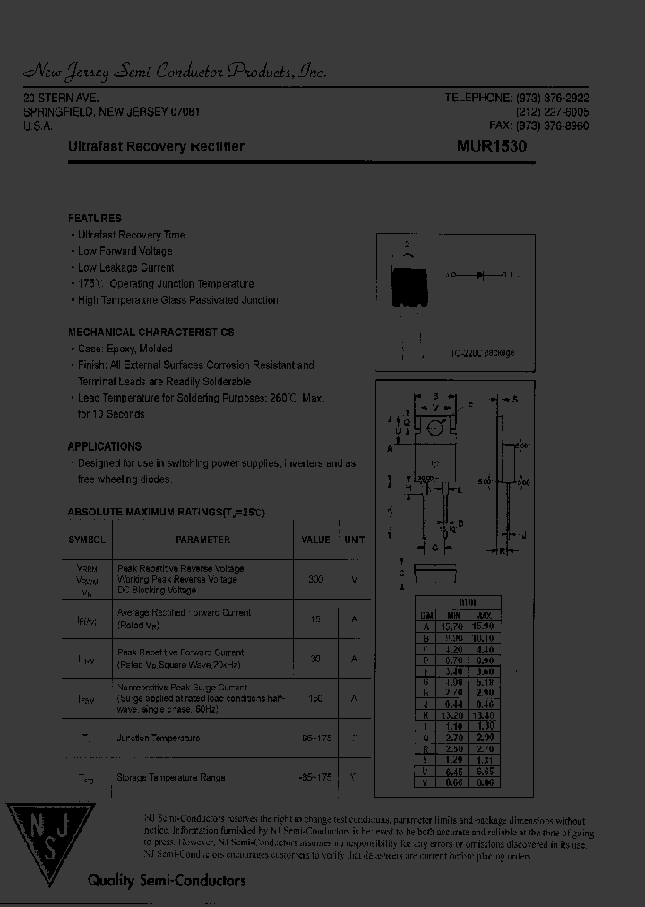 MUR1530_8150130.PDF Datasheet