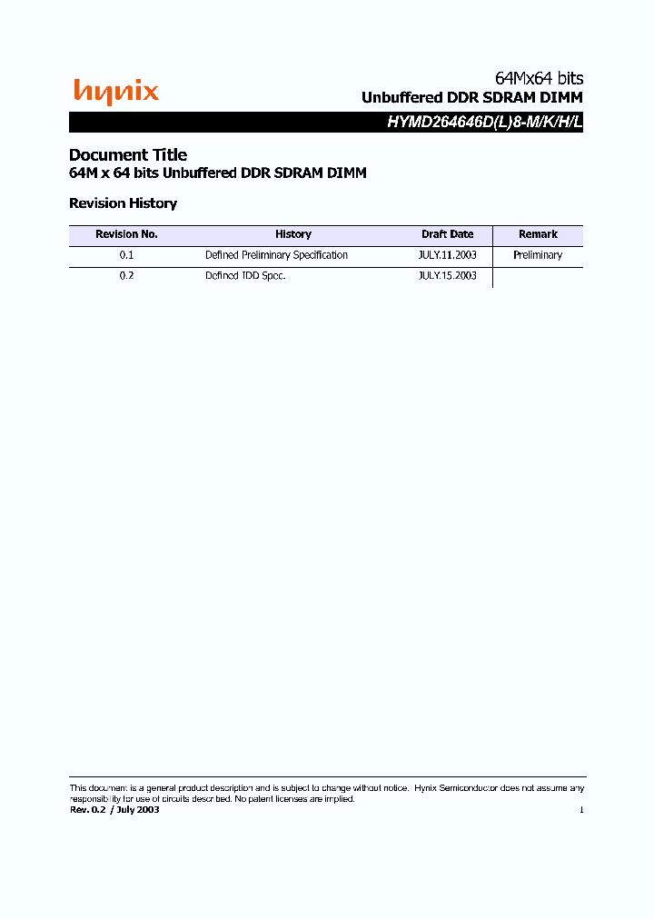 HYMD264646DL8-H_8164240.PDF Datasheet