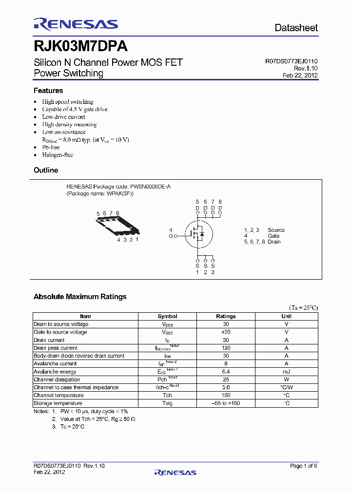 RJK03M7DPA_8182261.PDF Datasheet