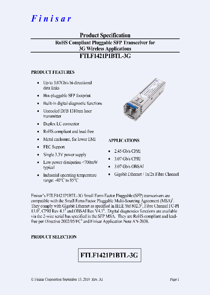 FTLF1421P1BTL-3G_8185307.PDF Datasheet