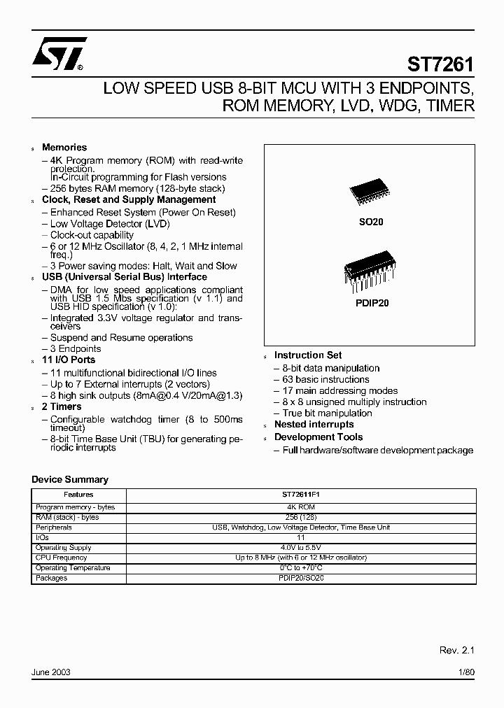 ST72611F1B1_8186280.PDF Datasheet