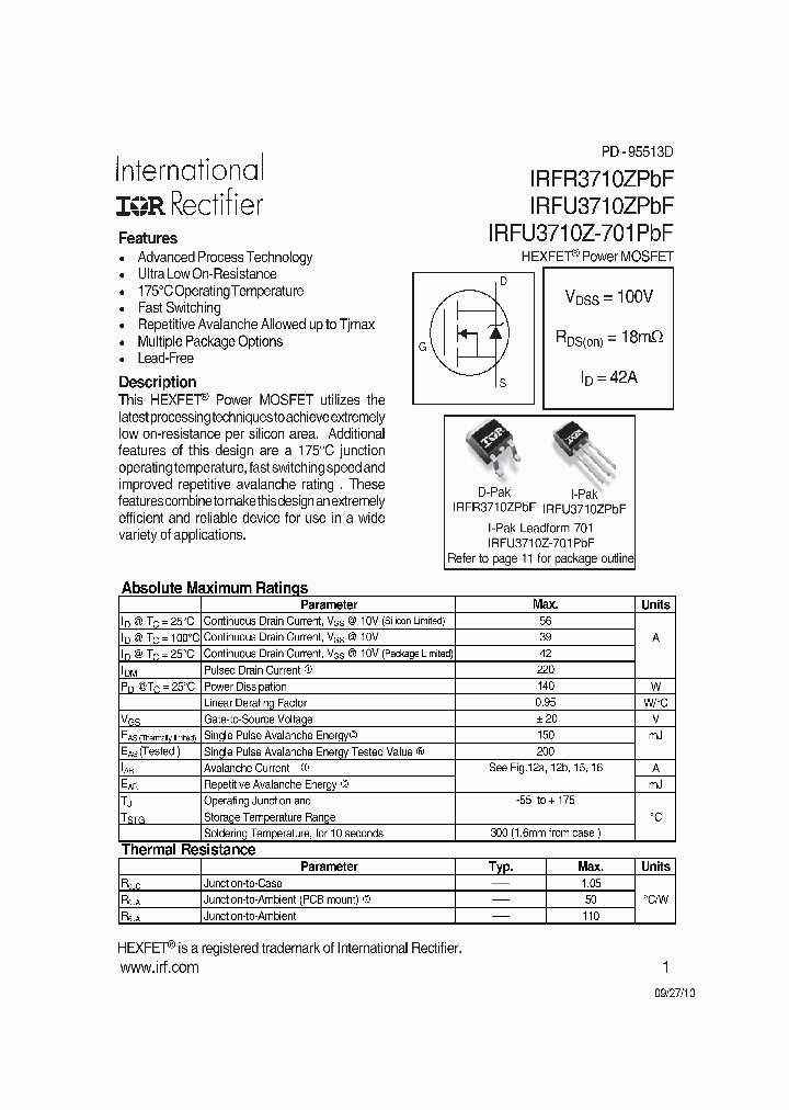 IRFR3710ZPBF_8193043.PDF Datasheet