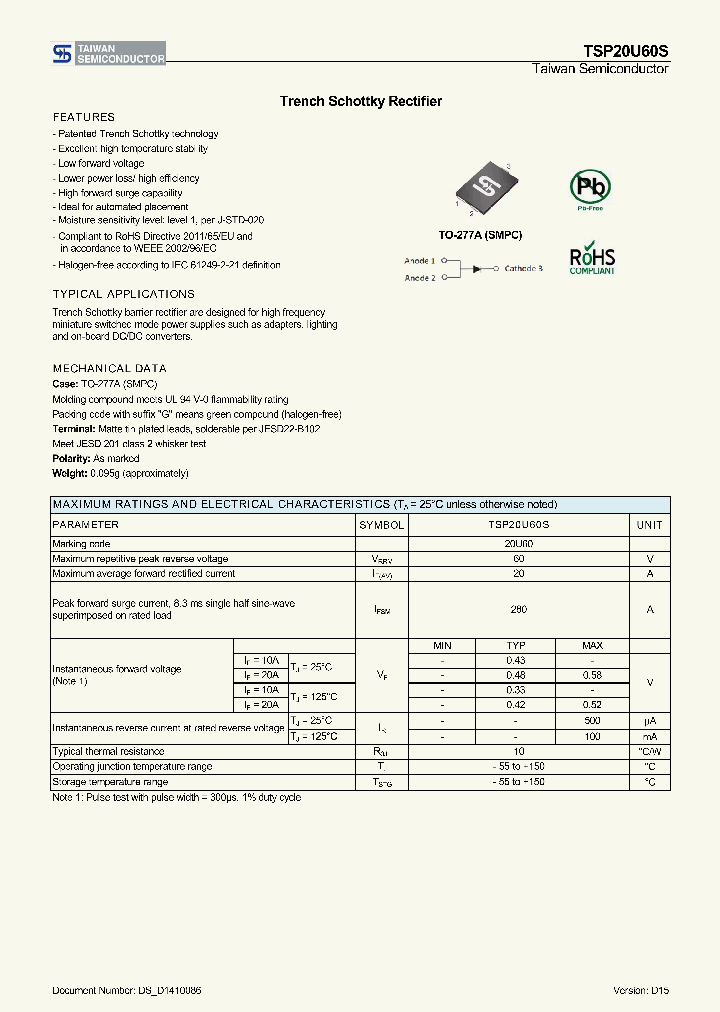 TSP20U60S_8198870.PDF Datasheet