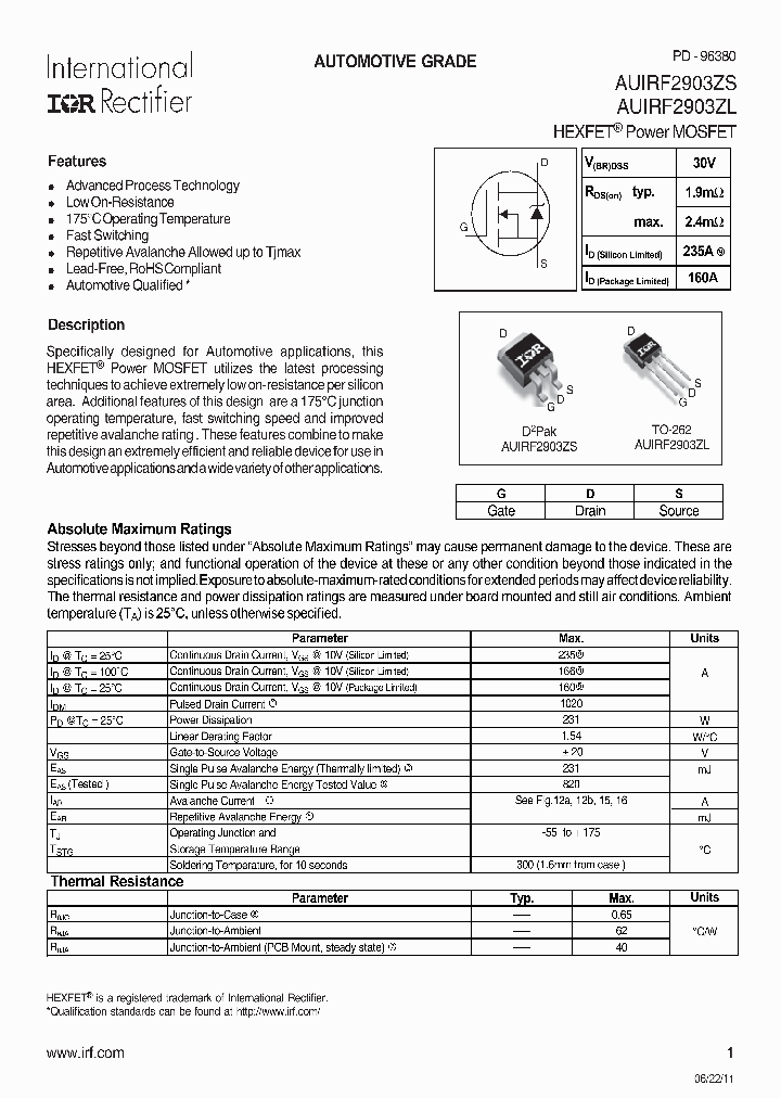 AUIRF2903ZL_8213119.PDF Datasheet