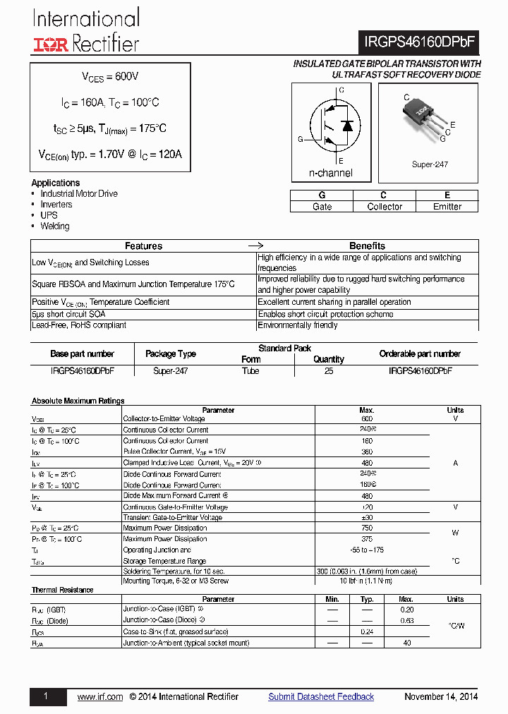 IRGPS46160DPBF_8215358.PDF Datasheet