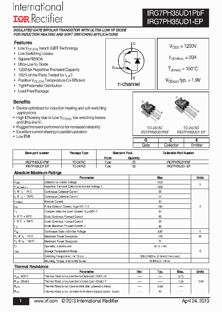 IRG7PH35UD1PBF_8215957.PDF Datasheet