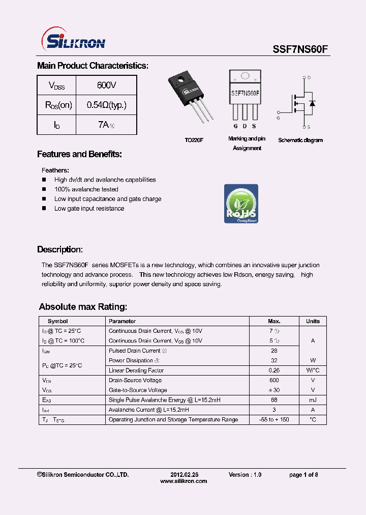 SSF7NS60F_8216132.PDF Datasheet