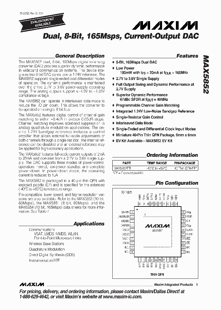 MAX5852ETL_8216276.PDF Datasheet