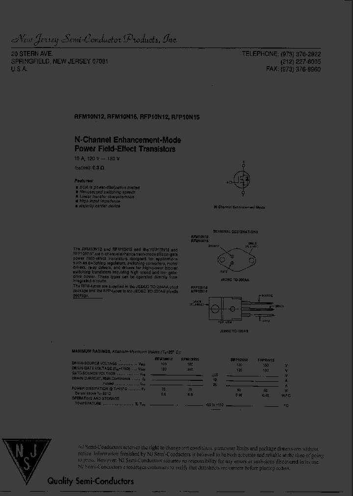 RFP10N12_8216999.PDF Datasheet