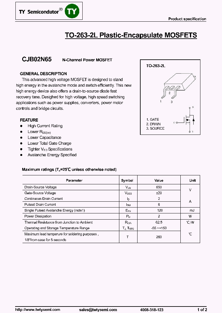 CJB02N65_8220167.PDF Datasheet