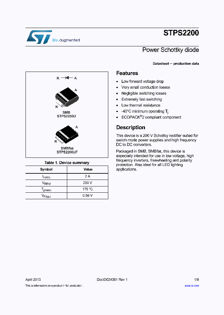 STPS2200U_8233121.PDF Datasheet