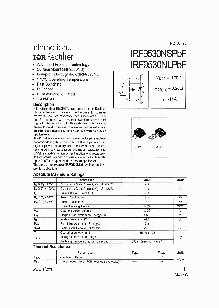IRF9530NSPBF-15_8234600.PDF Datasheet