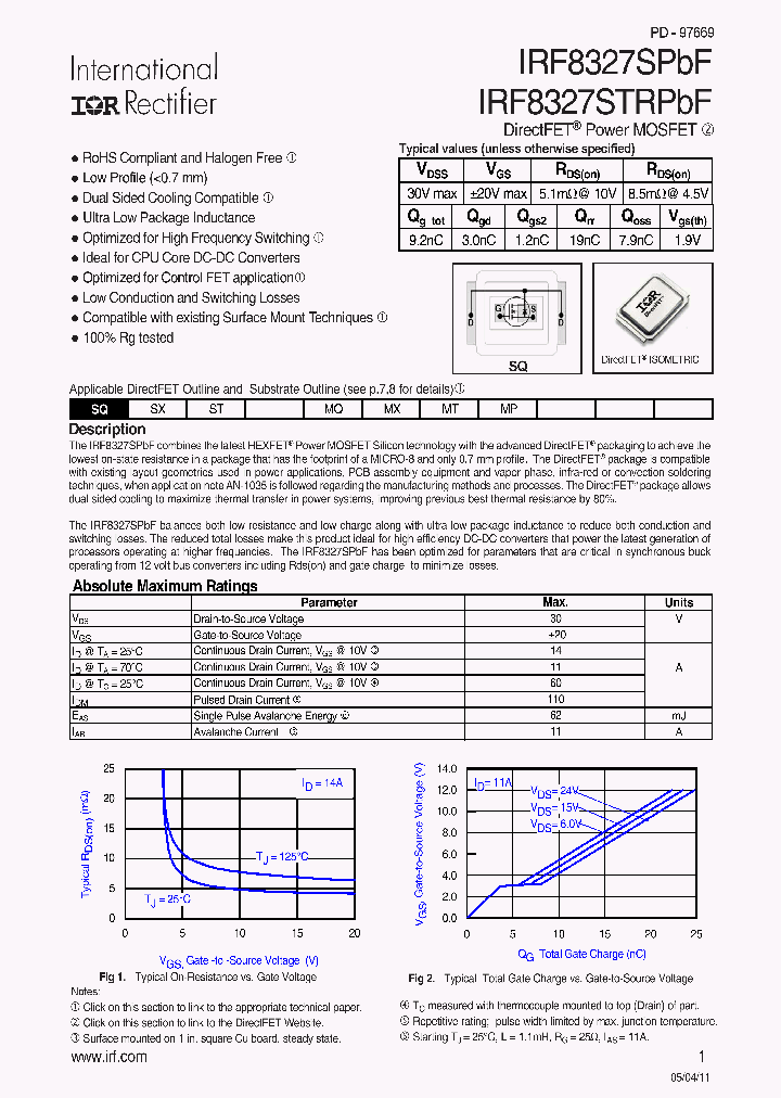 IRF8327SPBF_8237206.PDF Datasheet