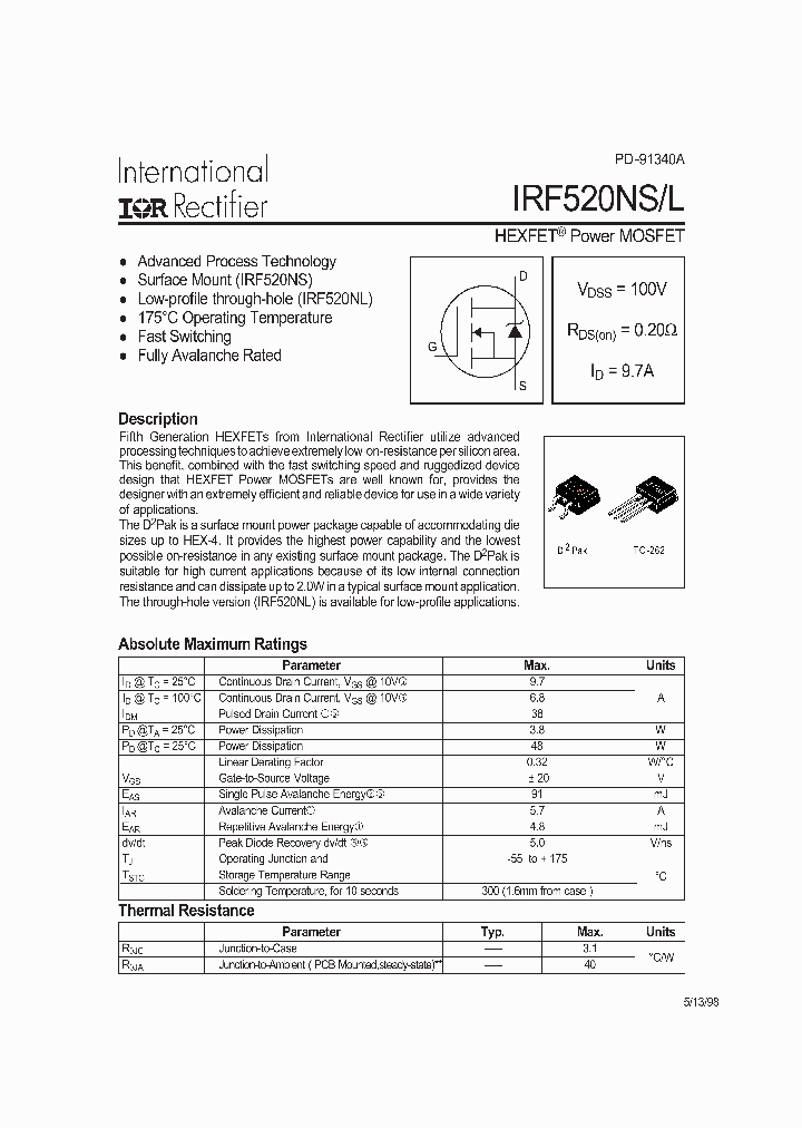 IRF520NS_8240215.PDF Datasheet