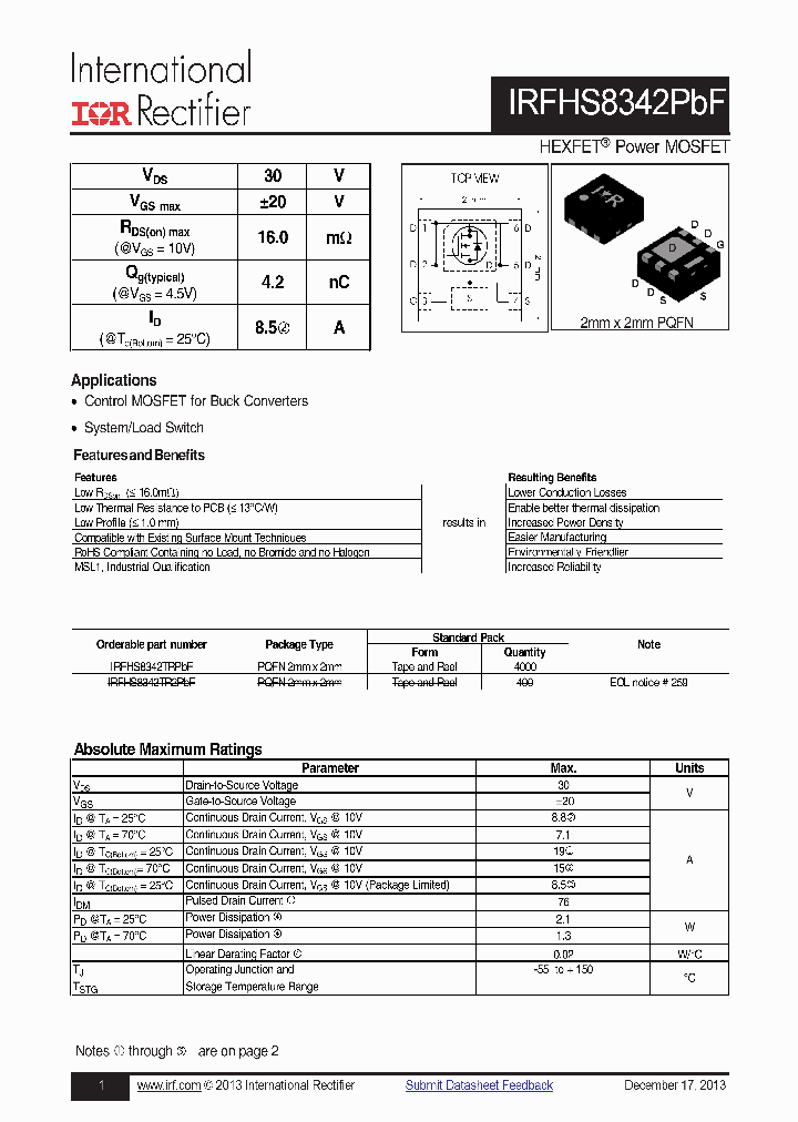 IRFHS8342PBF_8250800.PDF Datasheet