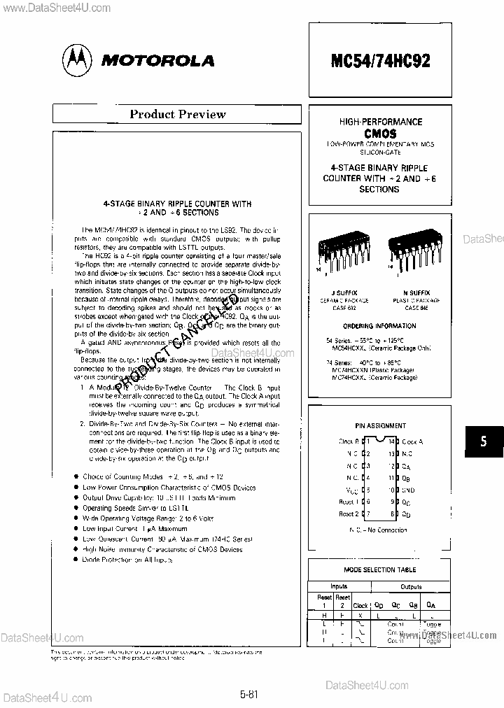 MC74HC92_7853986.PDF Datasheet