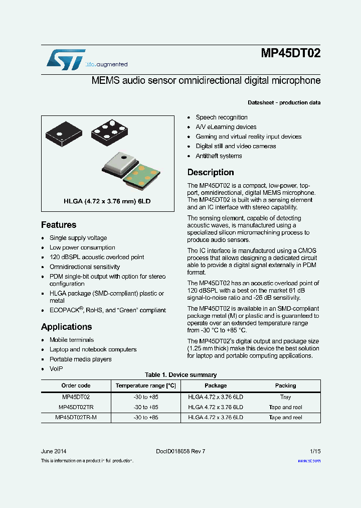 MP45DT02_7854578.PDF Datasheet