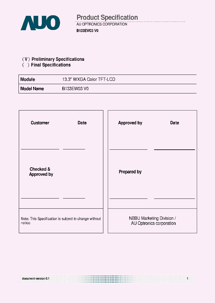 B133EW03-V0_7871358.PDF Datasheet