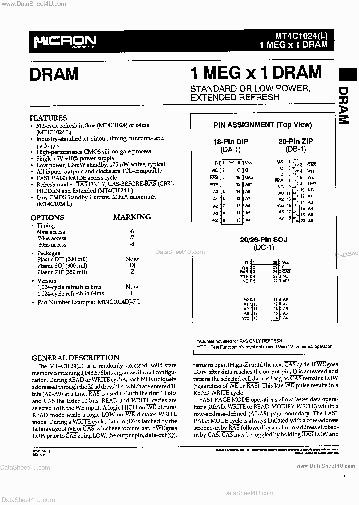 MT4C1024L_7887708.PDF Datasheet