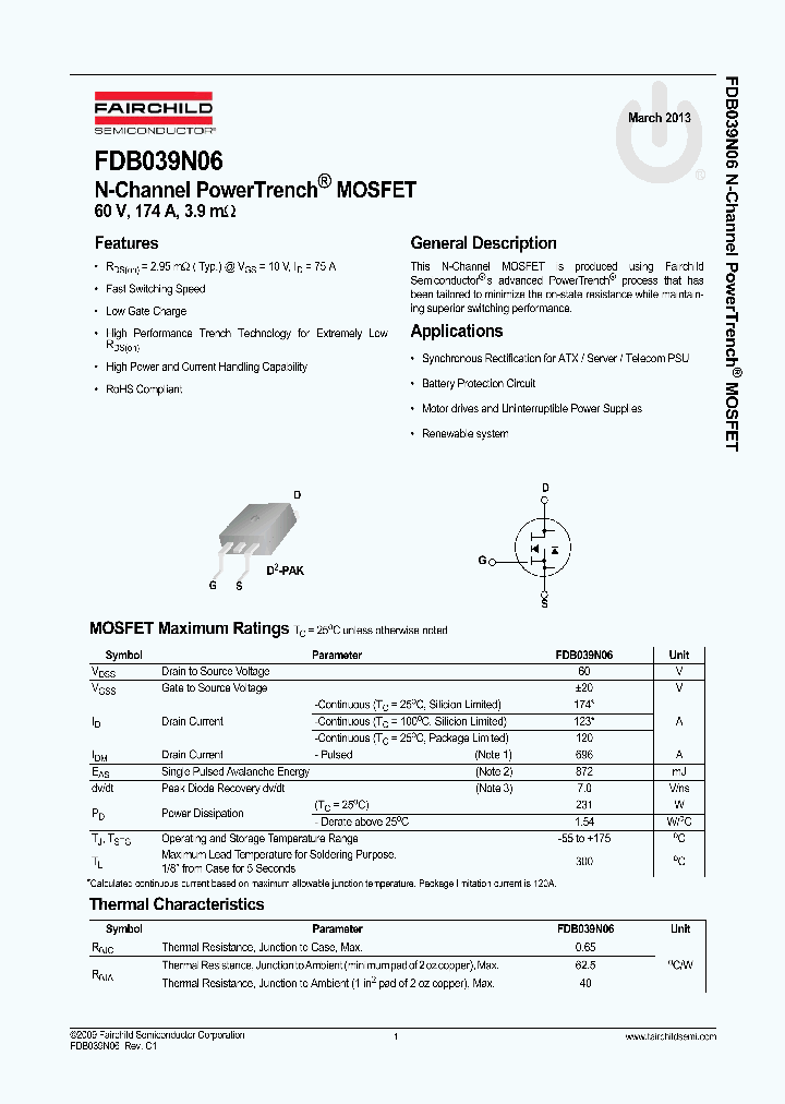 FDB039N06_8290819.PDF Datasheet