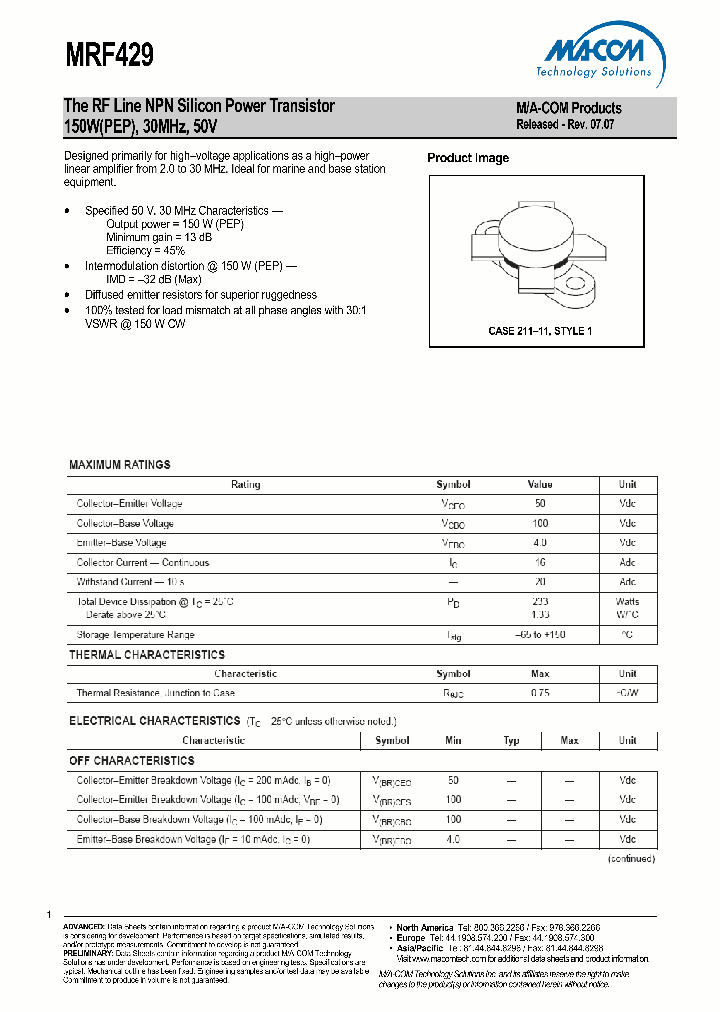 MRF429_8292144.PDF Datasheet