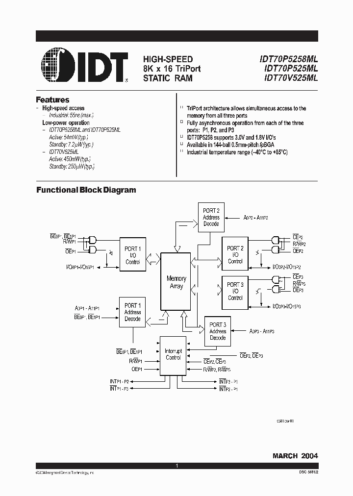 IDT70P5258ML55BZI_8293861.PDF Datasheet