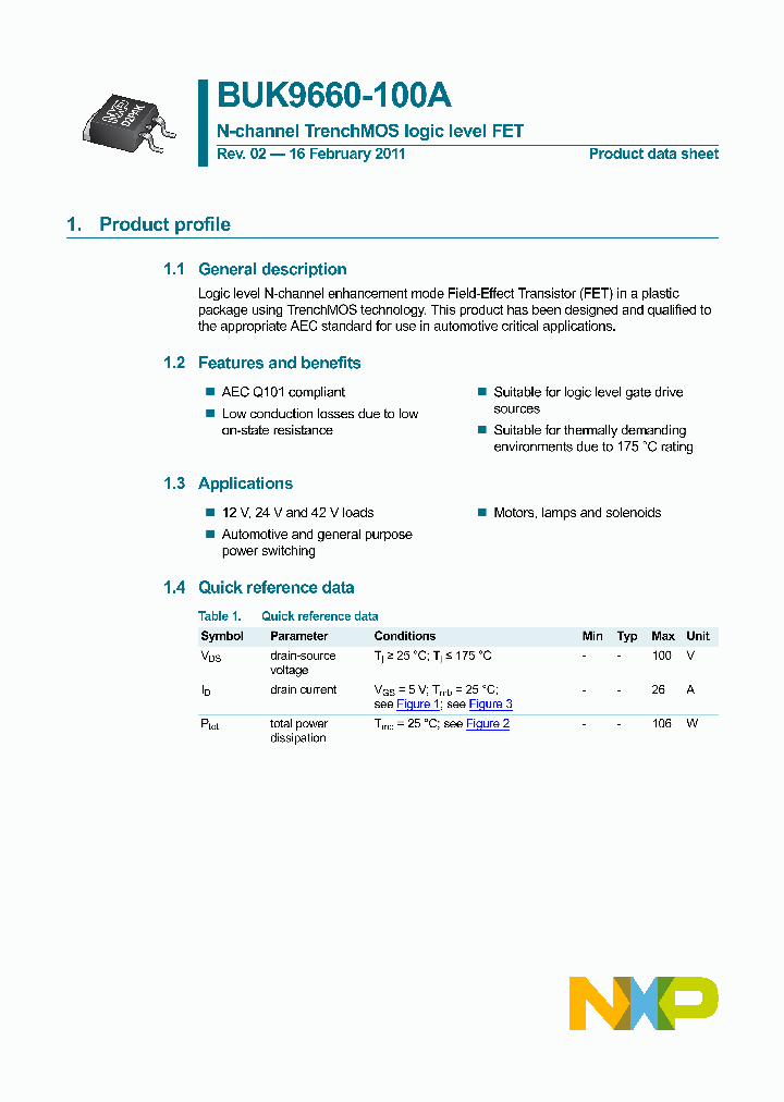 BUK9660-100A-15_8296273.PDF Datasheet