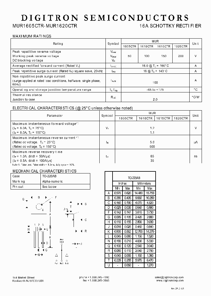 MUR1610CTR_8309967.PDF Datasheet