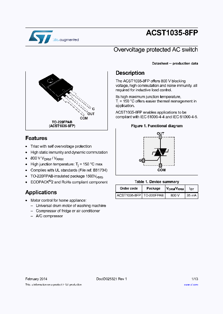 ACST1035-8FP_8312298.PDF Datasheet