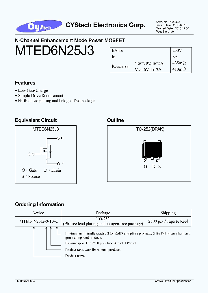 MTED6N25J3_8314661.PDF Datasheet