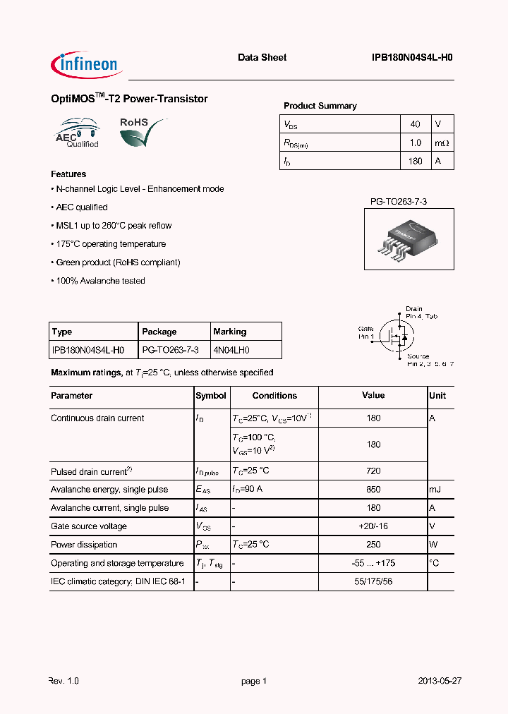 IPB180N04S4L-H0_8316655.PDF Datasheet