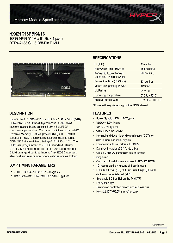 HX421C13PBK4-16_8317730.PDF Datasheet