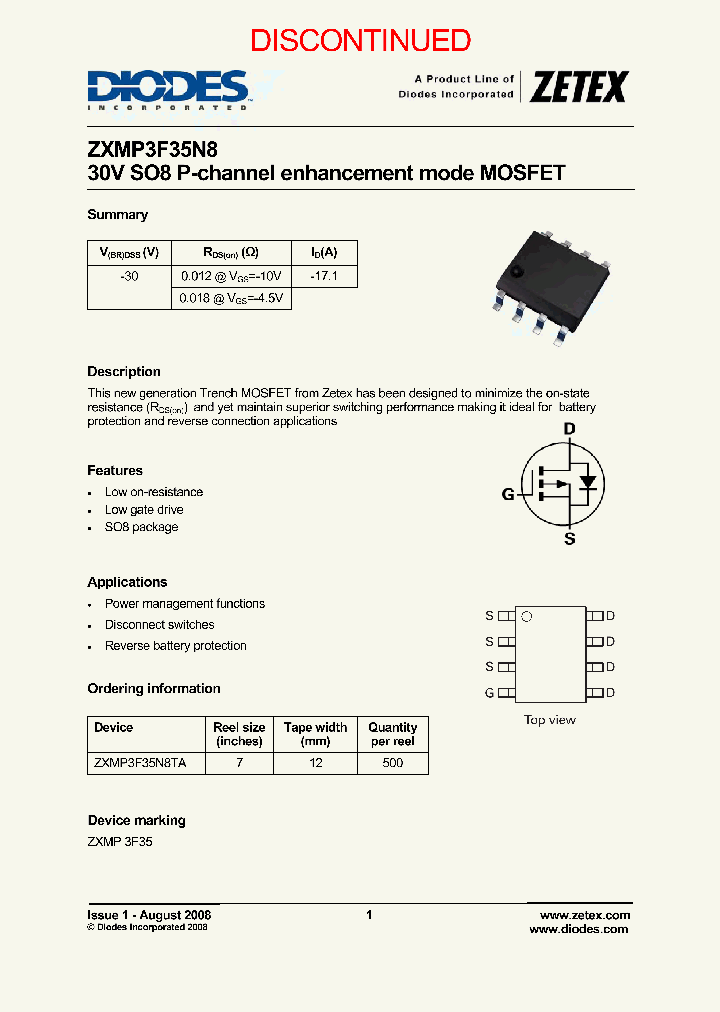 ZXMP3F35N8_8326209.PDF Datasheet