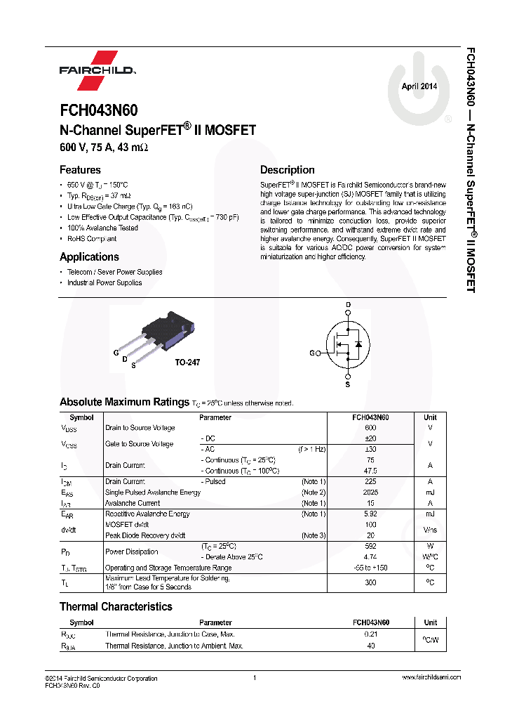 FCH043N60_8328308.PDF Datasheet