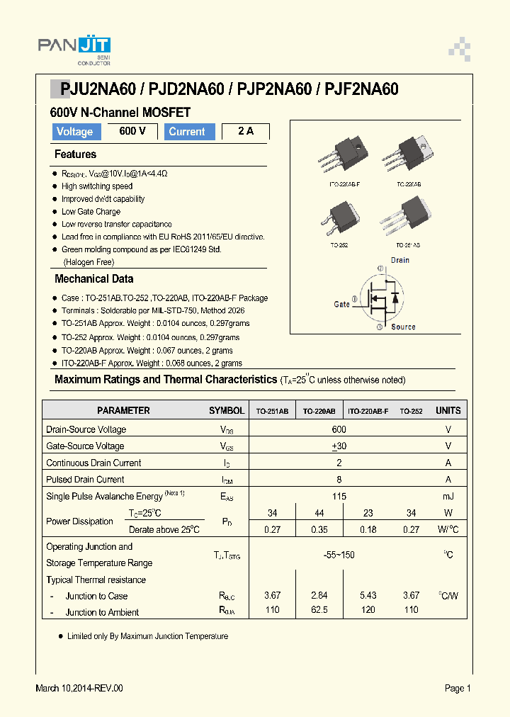 PJP2NA60_8332610.PDF Datasheet