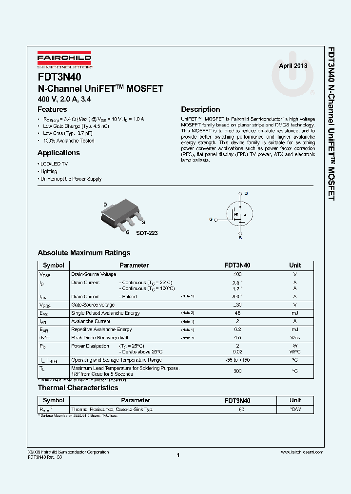 FDT3N40_8339659.PDF Datasheet