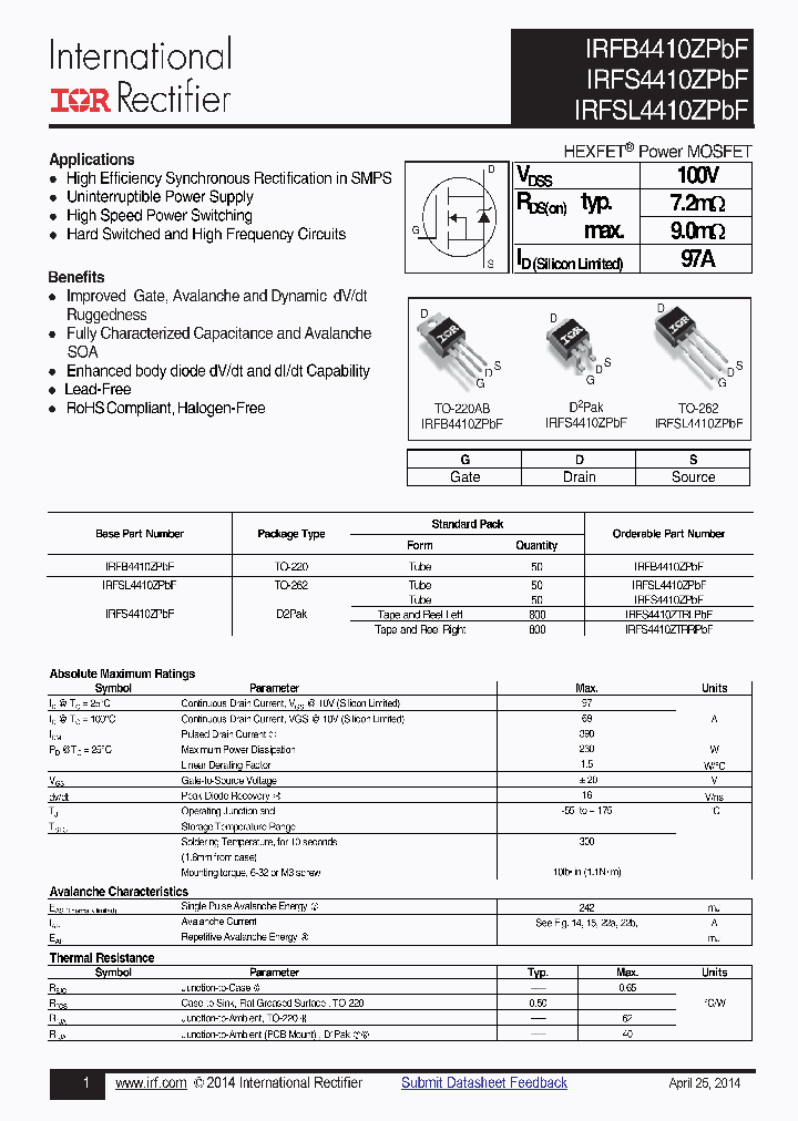 IRFB4410ZPBF_8346229.PDF Datasheet