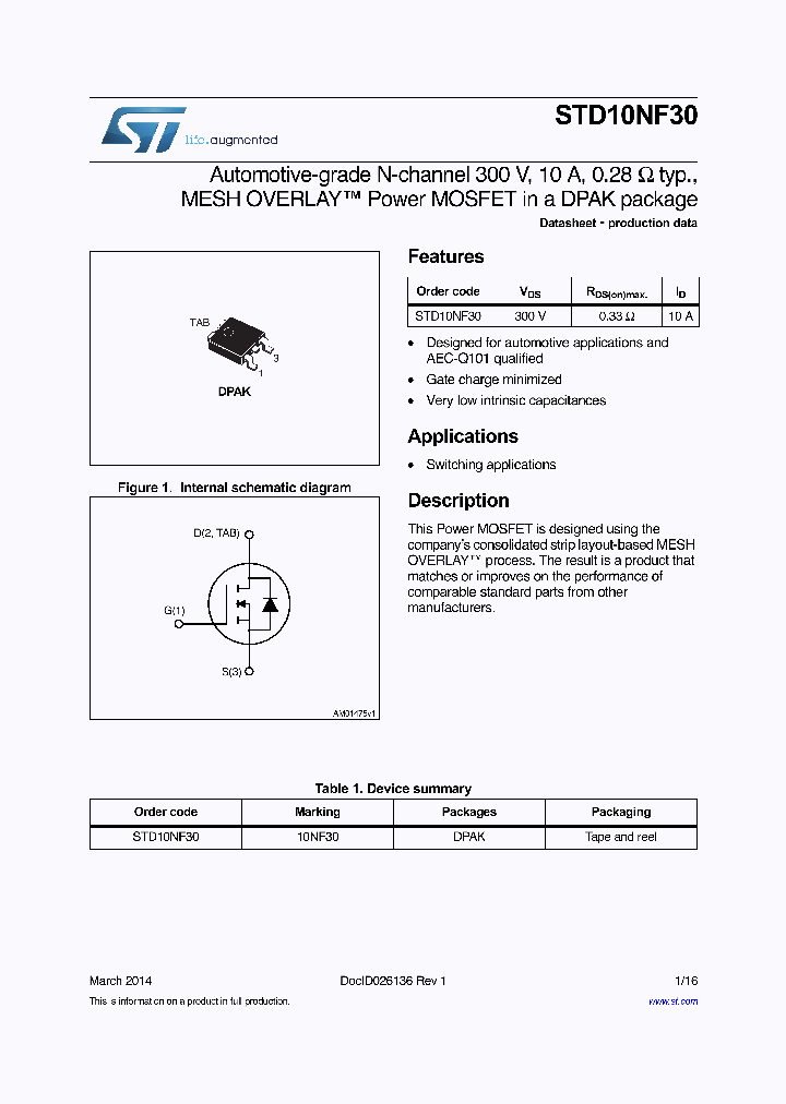 STD10NF30_8351834.PDF Datasheet