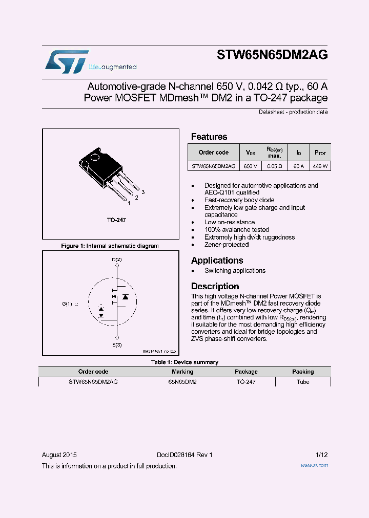 STW65N65DM2AG_8356358.PDF Datasheet