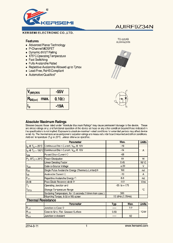 AUIRF9Z34N_8358988.PDF Datasheet