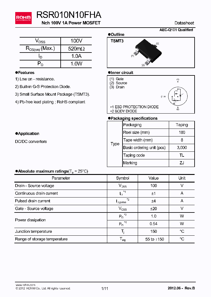 RSR010N10FHA_8360988.PDF Datasheet