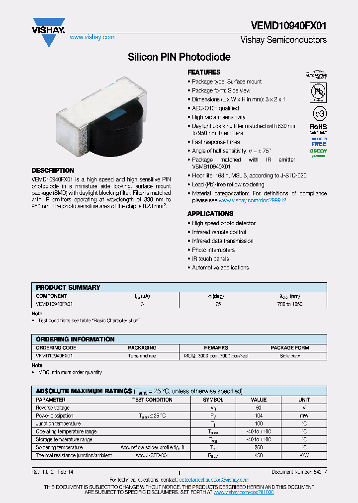 VEMD10940FX01_8361780.PDF Datasheet