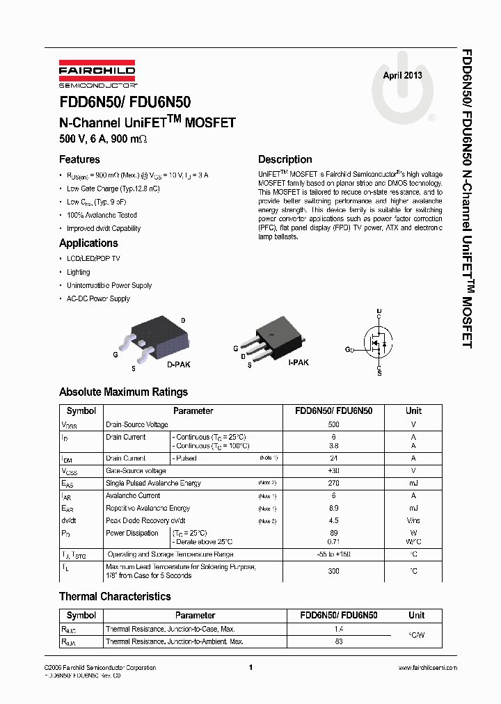 FDD6N50_8368775.PDF Datasheet