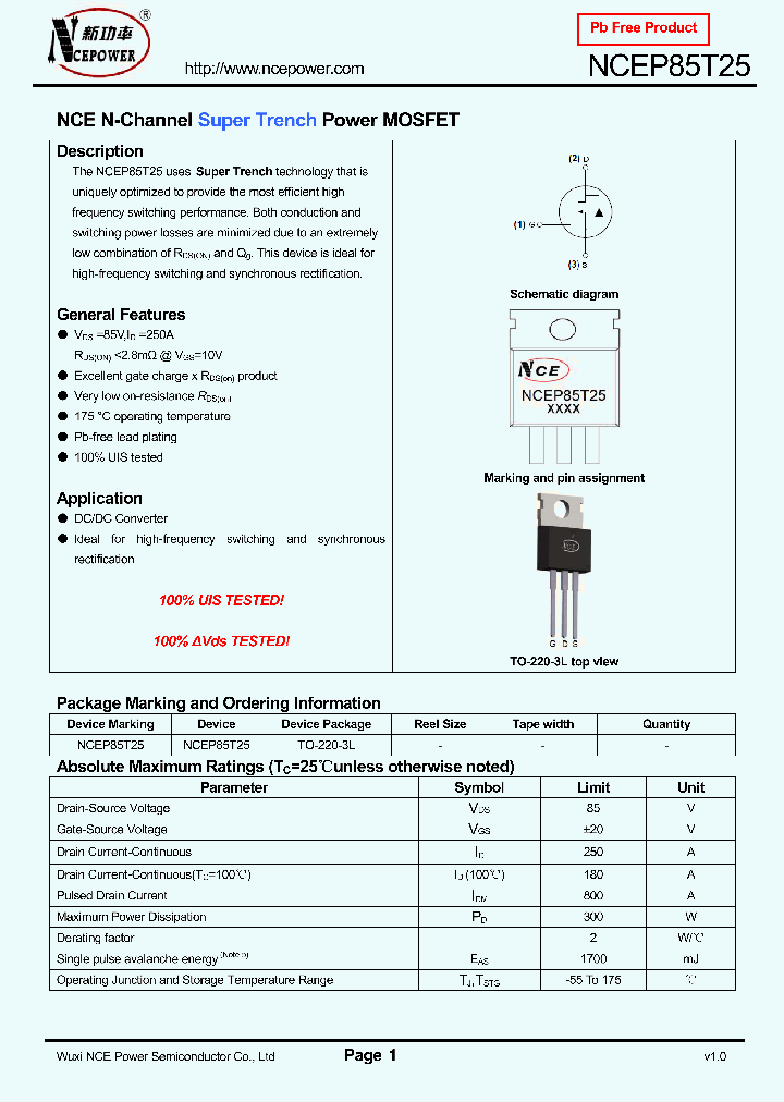 NCEP85T25_8373893.PDF Datasheet