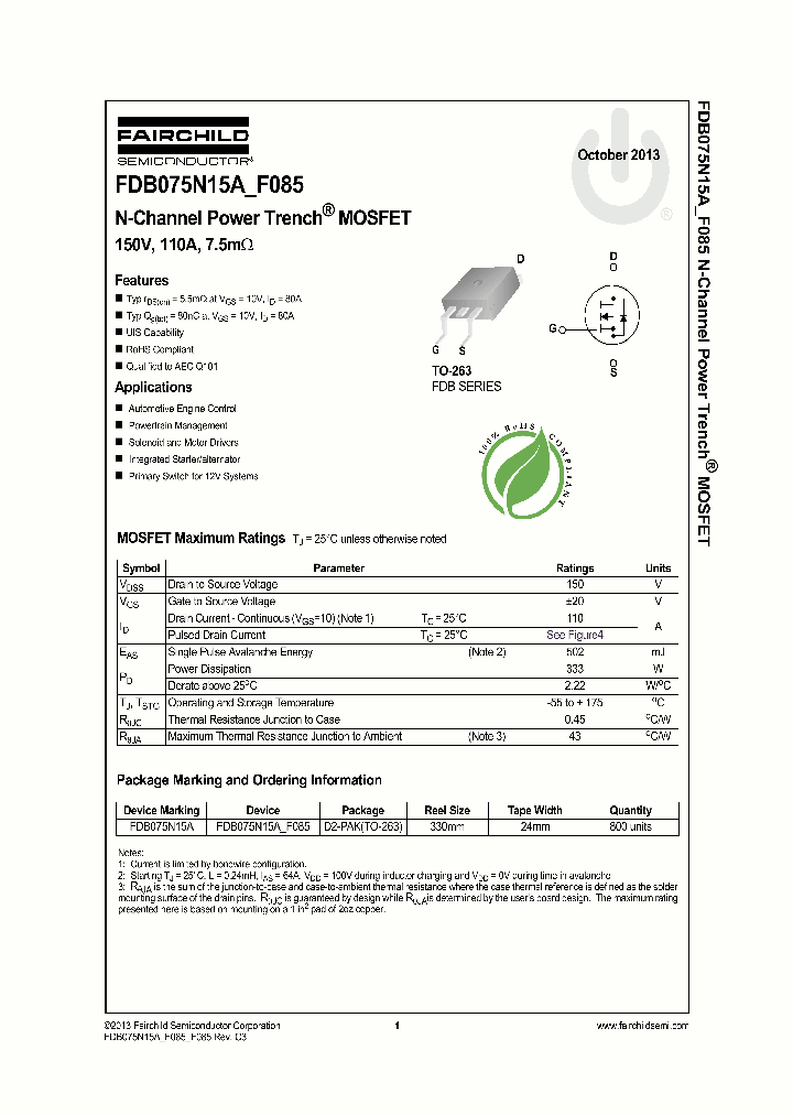 FDB075N15A-F085_8400342.PDF Datasheet