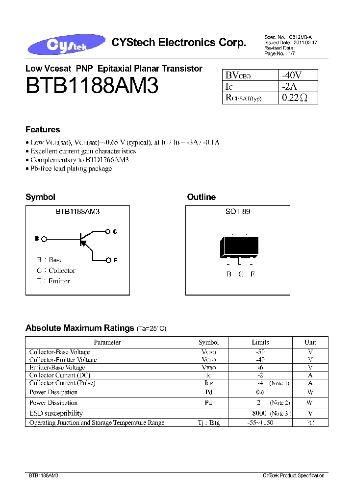 BTB1188AM3_8409444.PDF Datasheet