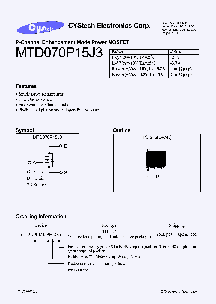 MTD070P15J3_8410045.PDF Datasheet