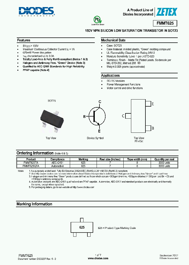 FMMT625-15_8444422.PDF Datasheet