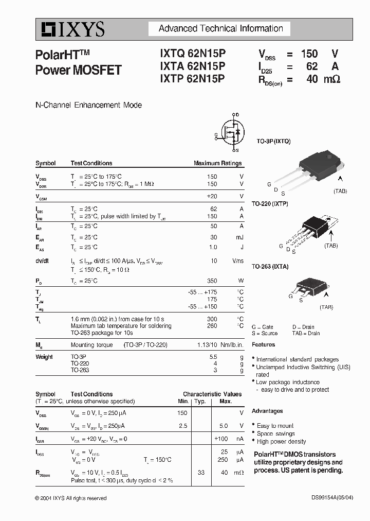 IXTQ62N15P_8454024.PDF Datasheet