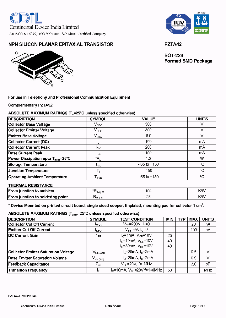 PZTA42_8487619.PDF Datasheet